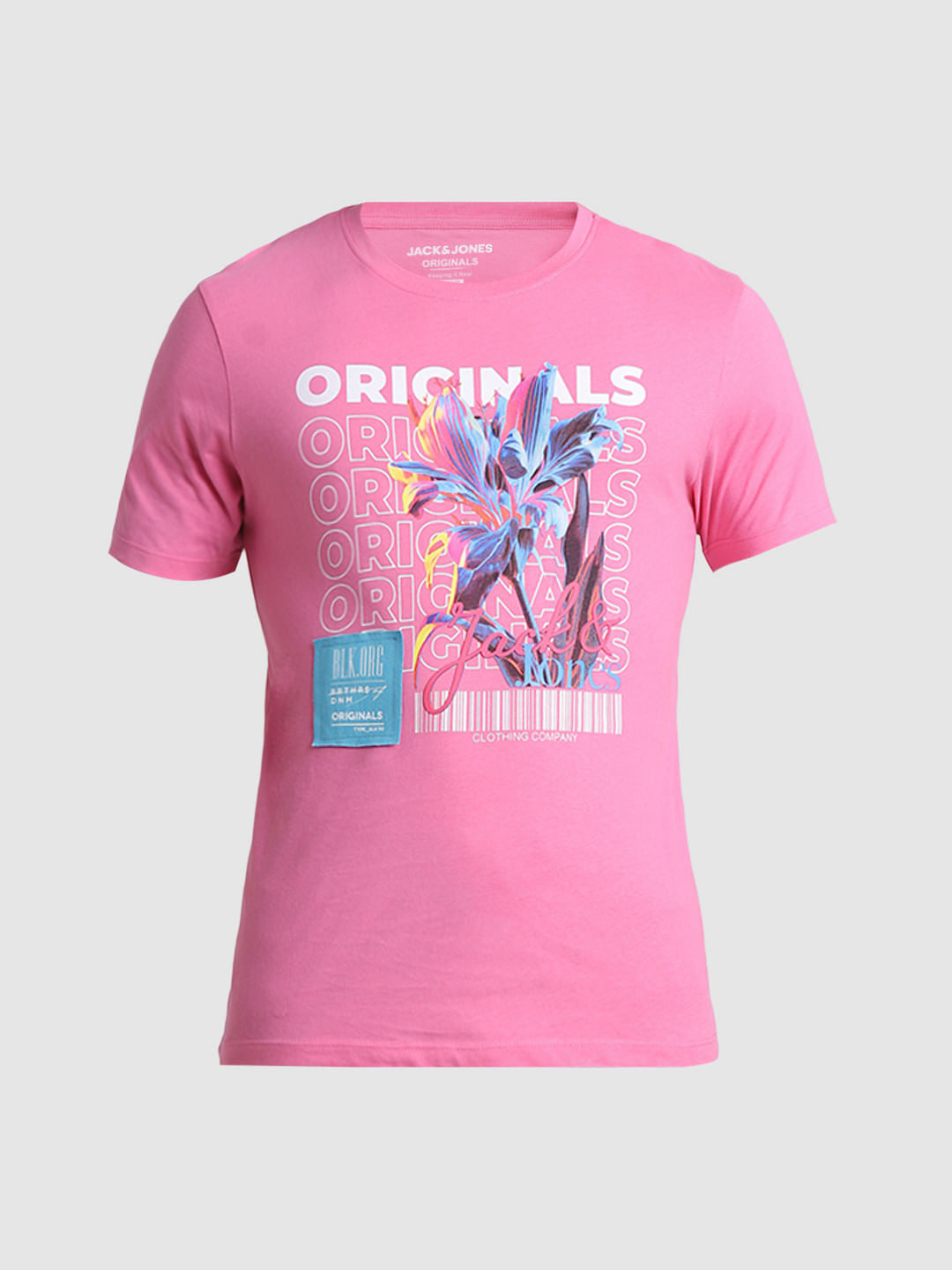 Pink Logo Print Crew Neck T-shirt