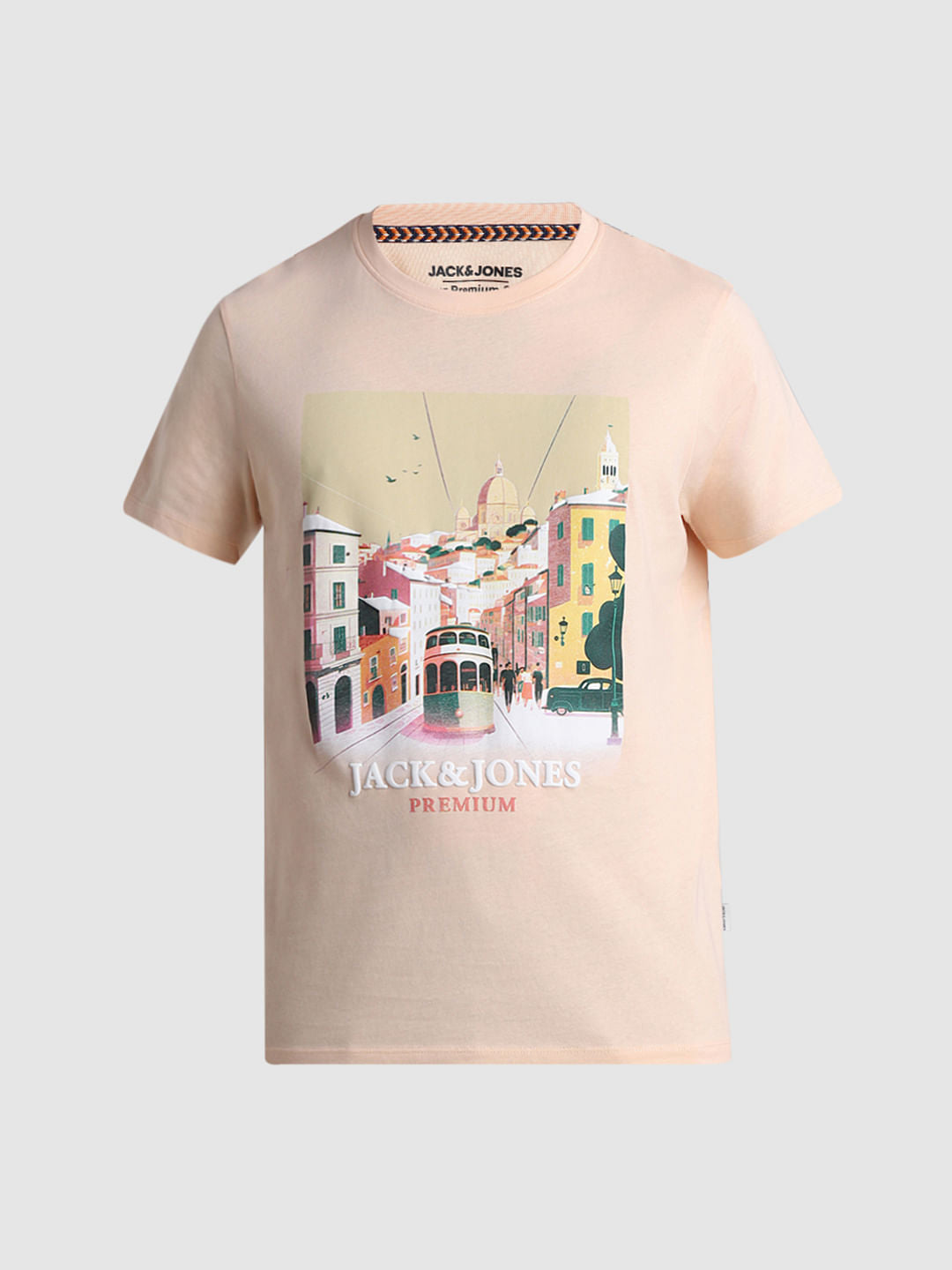Peach Cityscape Print T-shirt