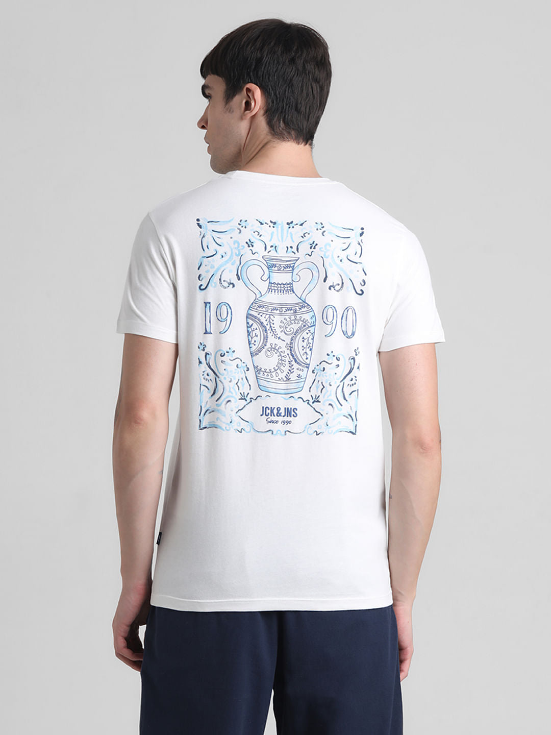 White Printed Crew Neck T-shirt