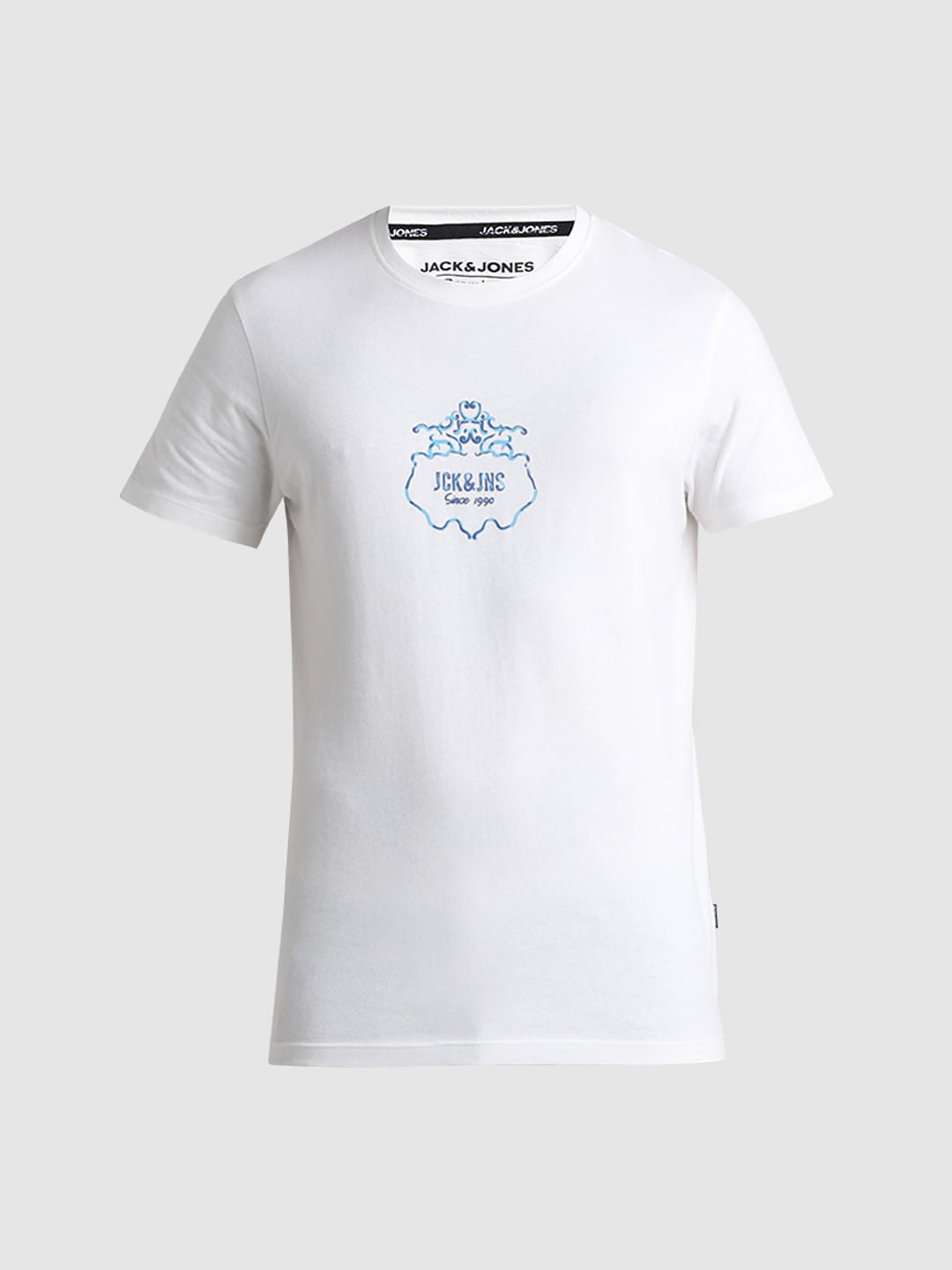 White Printed Crew Neck T-shirt