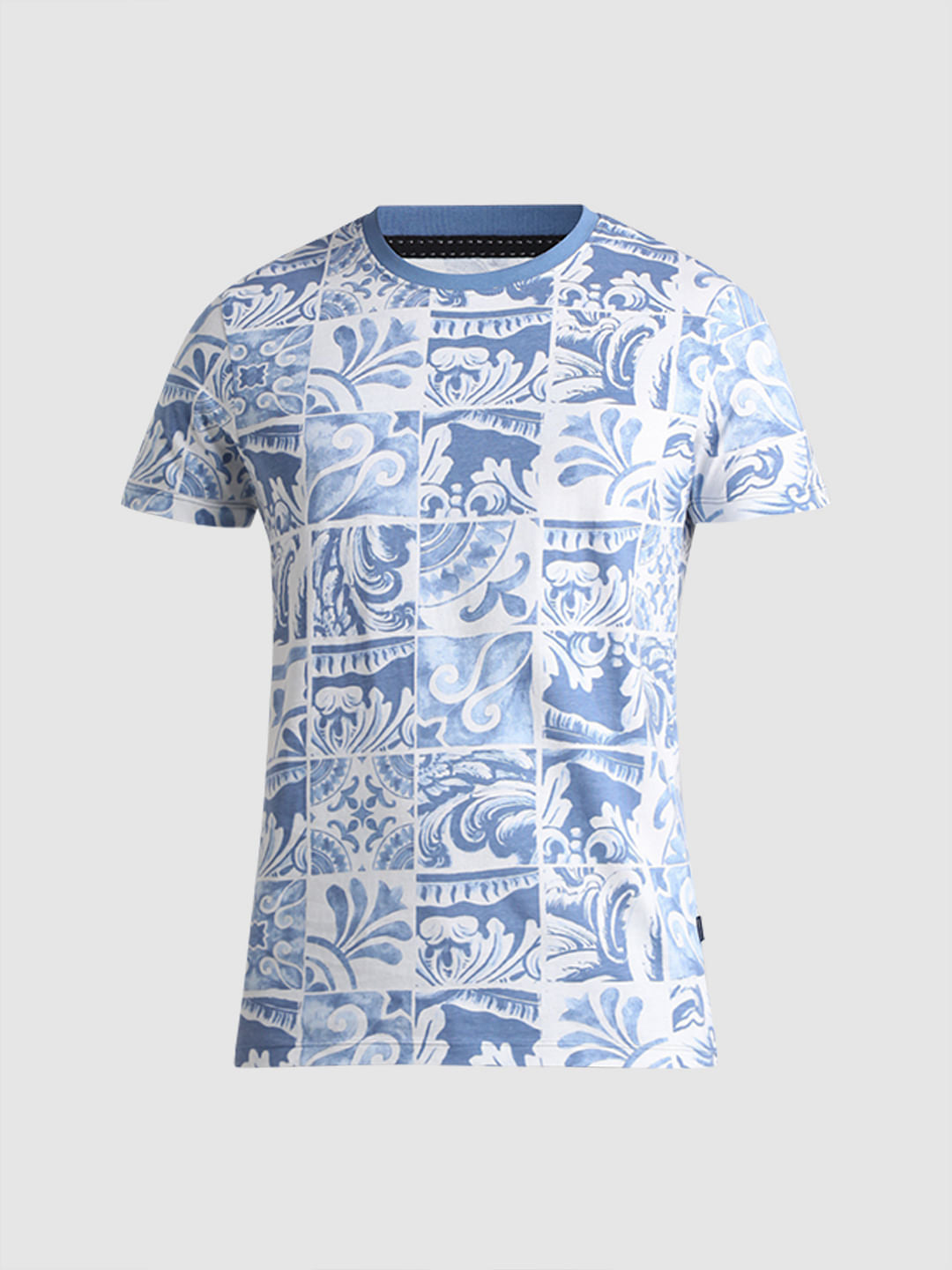 Blue Tile Graphic Print T-shirt