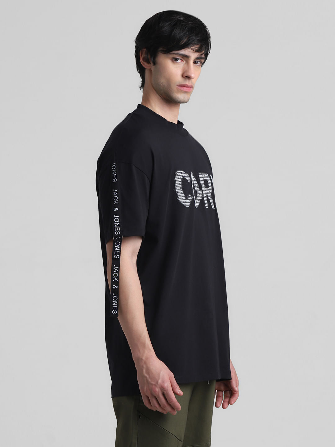 Black Logo Ribbon Detail Oversized T-shirt