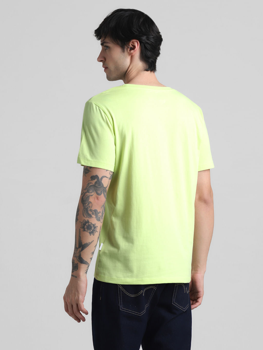 Green Applique Print Crew Neck T-shirt