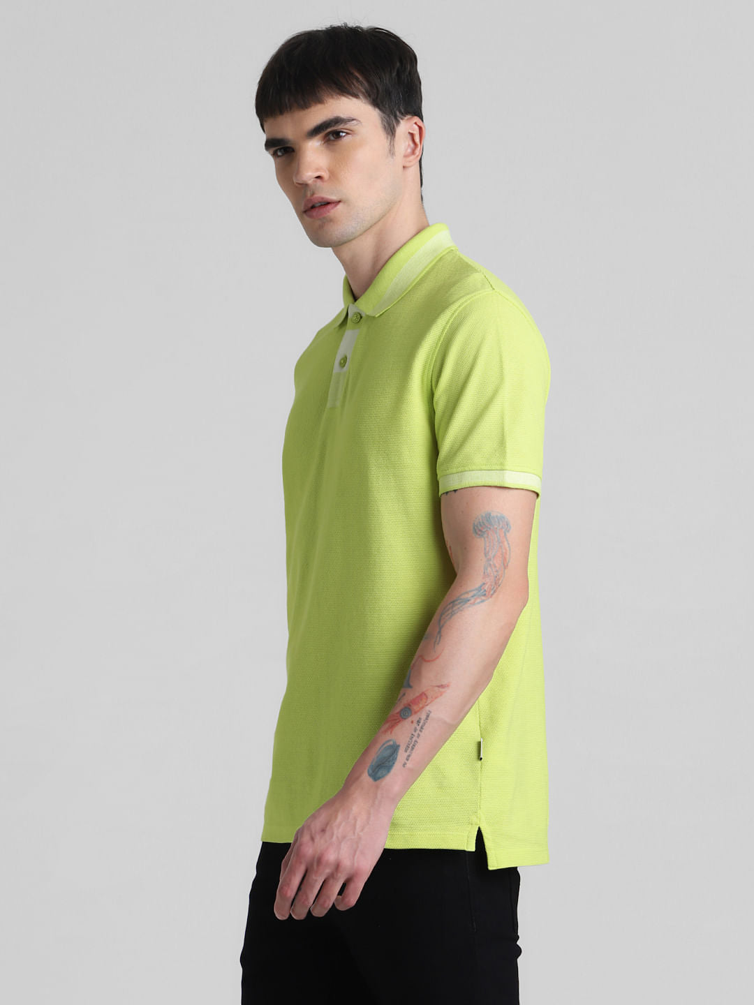 Lime Green Cotton Polo T-shirt