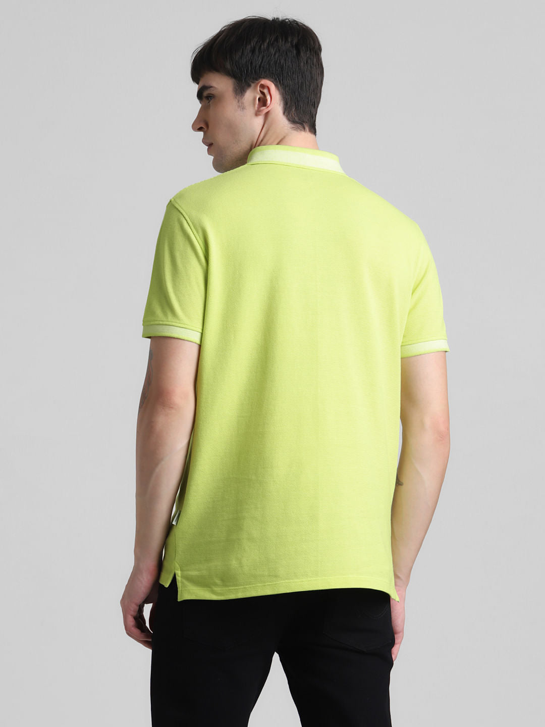 Lime Green Cotton Polo T-shirt