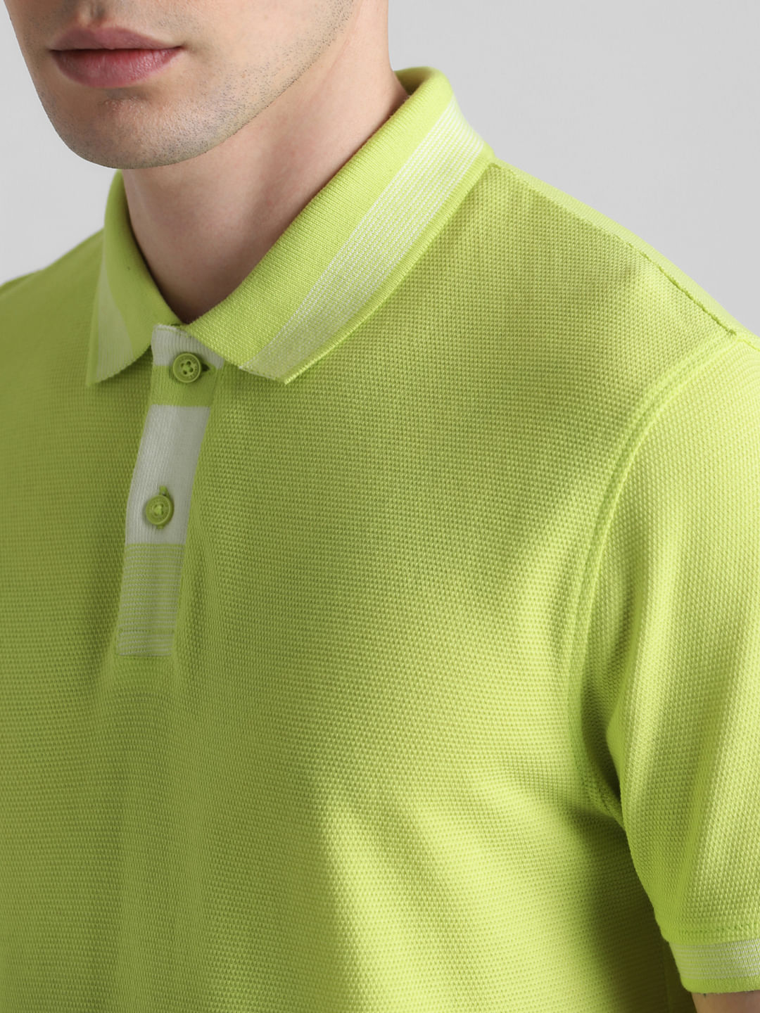 Lime Green Cotton Polo T-shirt