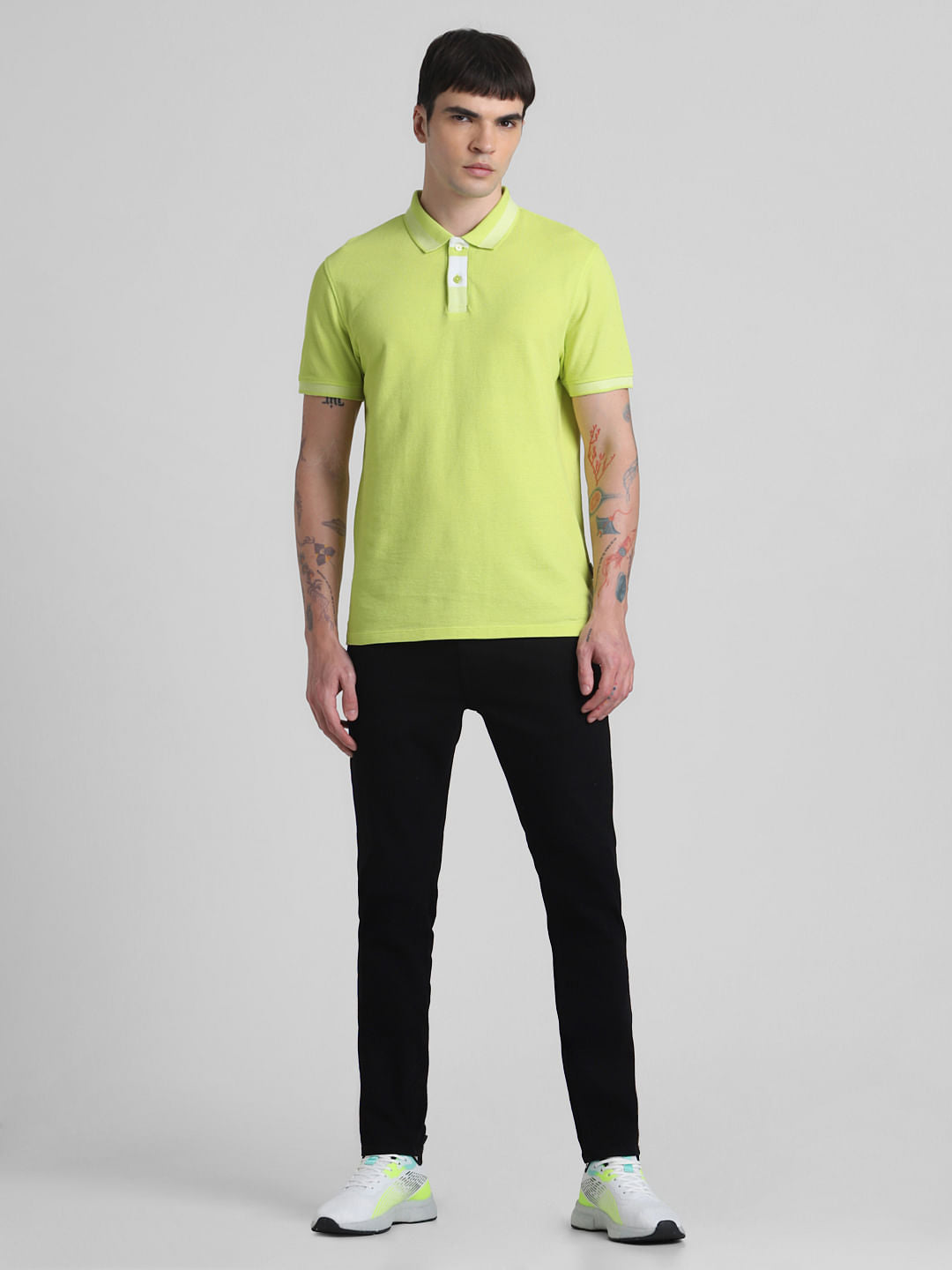 Lime Green Cotton Polo T-shirt