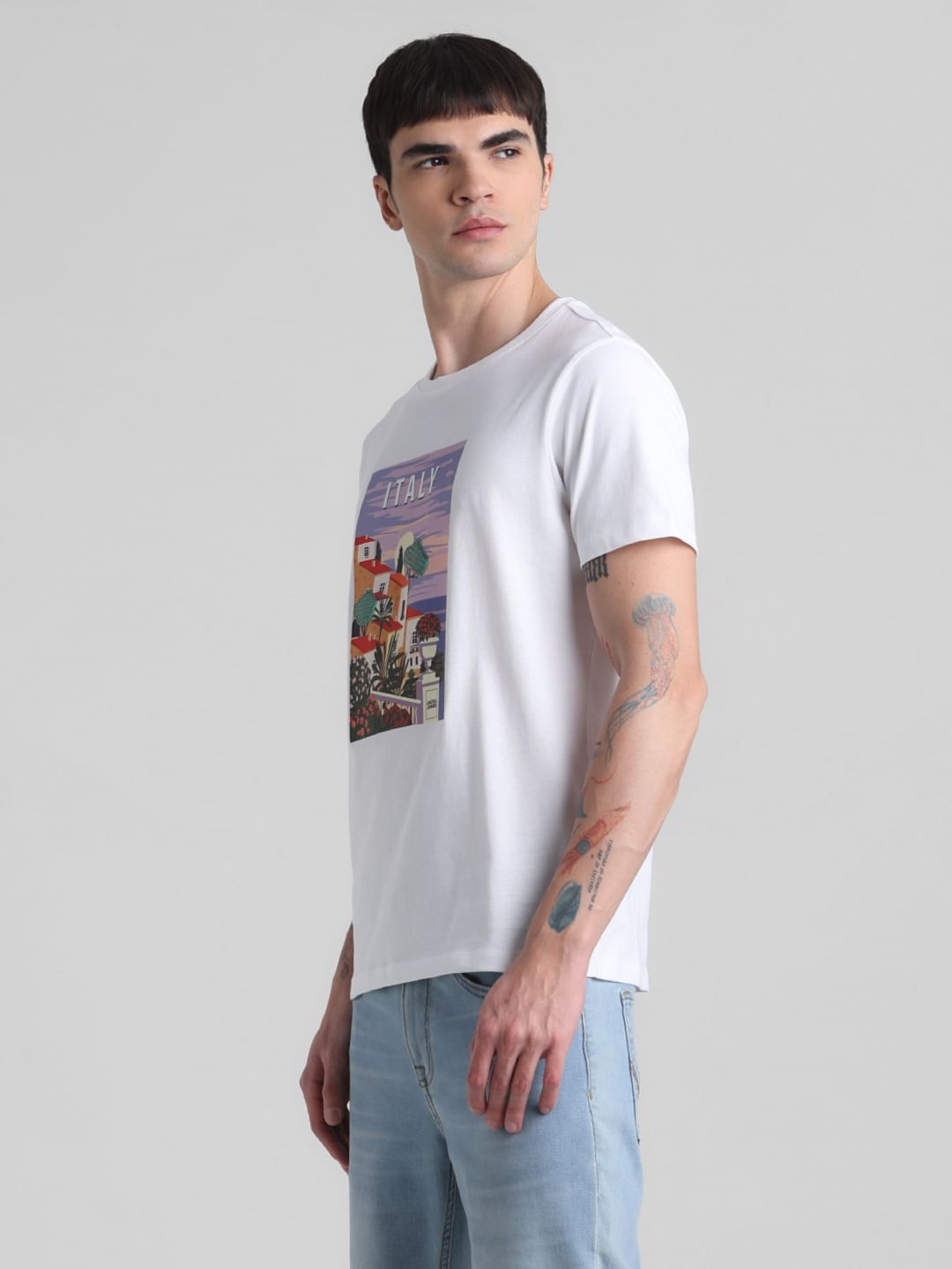 White Italy Print T-shirt