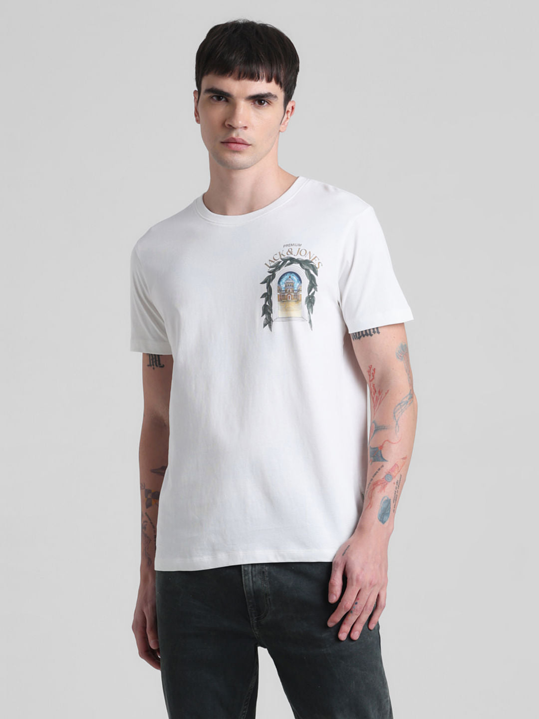 White Castle Print Crew Neck T-shirt