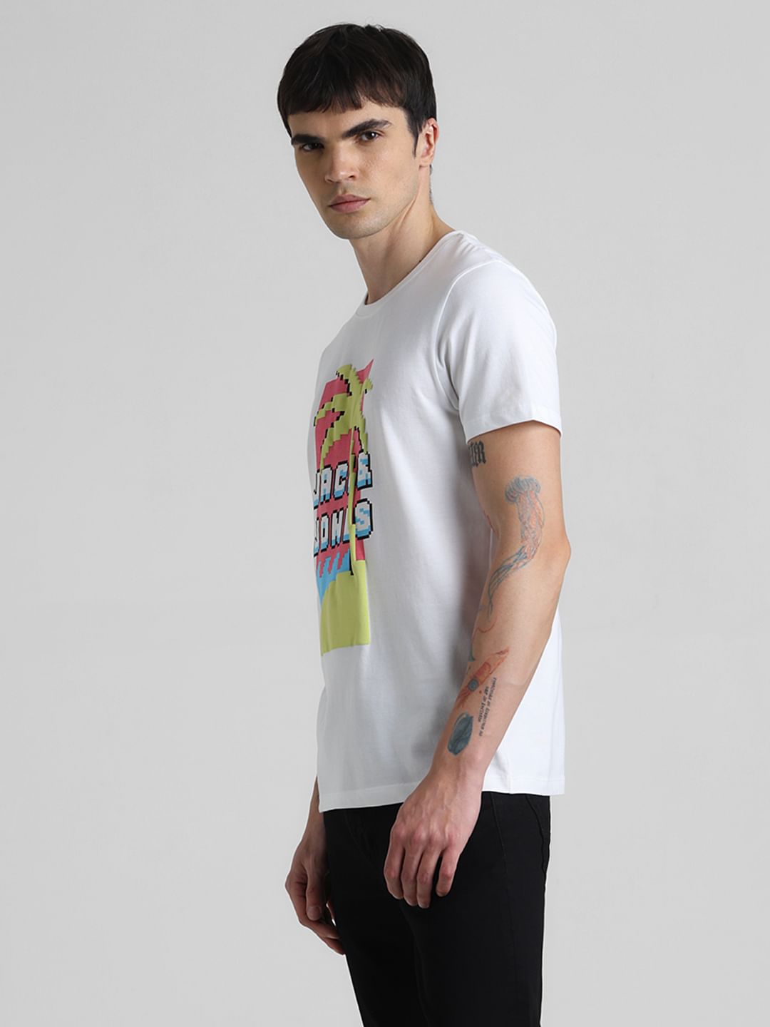 White Graphic Print T-shirt