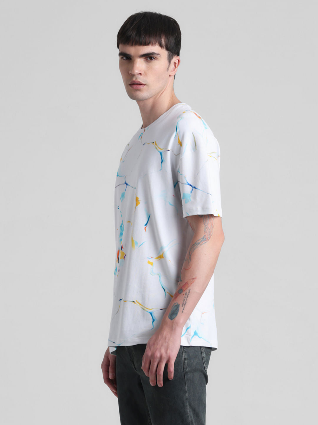 White Smudge Paint Oversized T-shirt