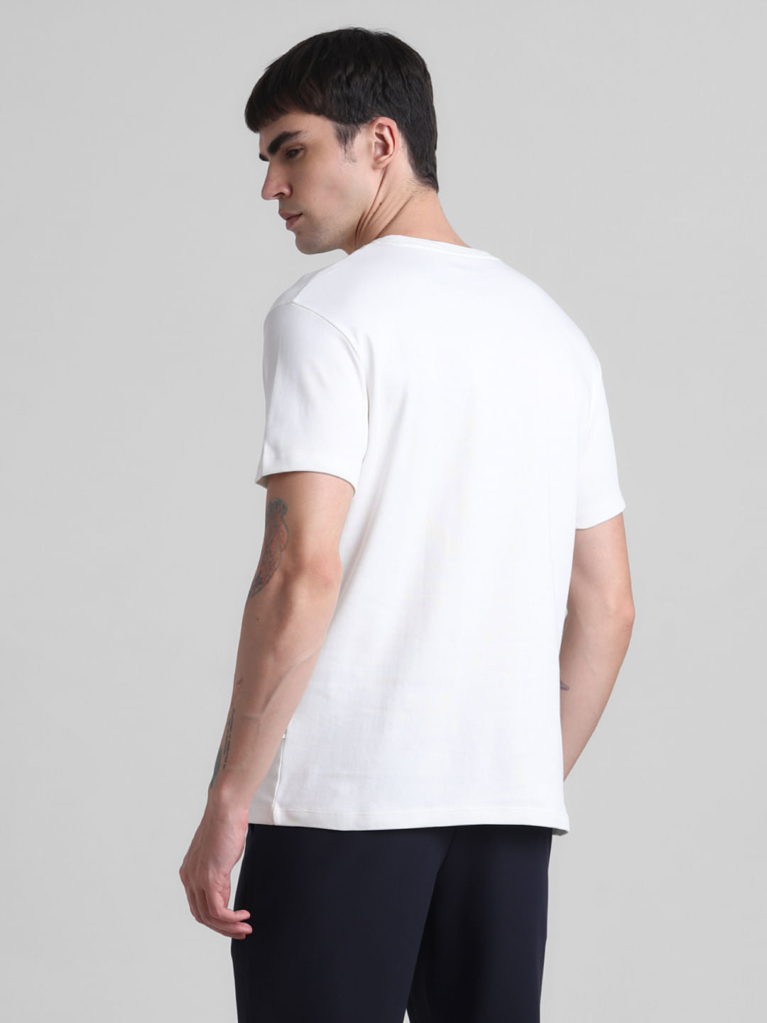 White Logo Print Crew Neck T-shirt