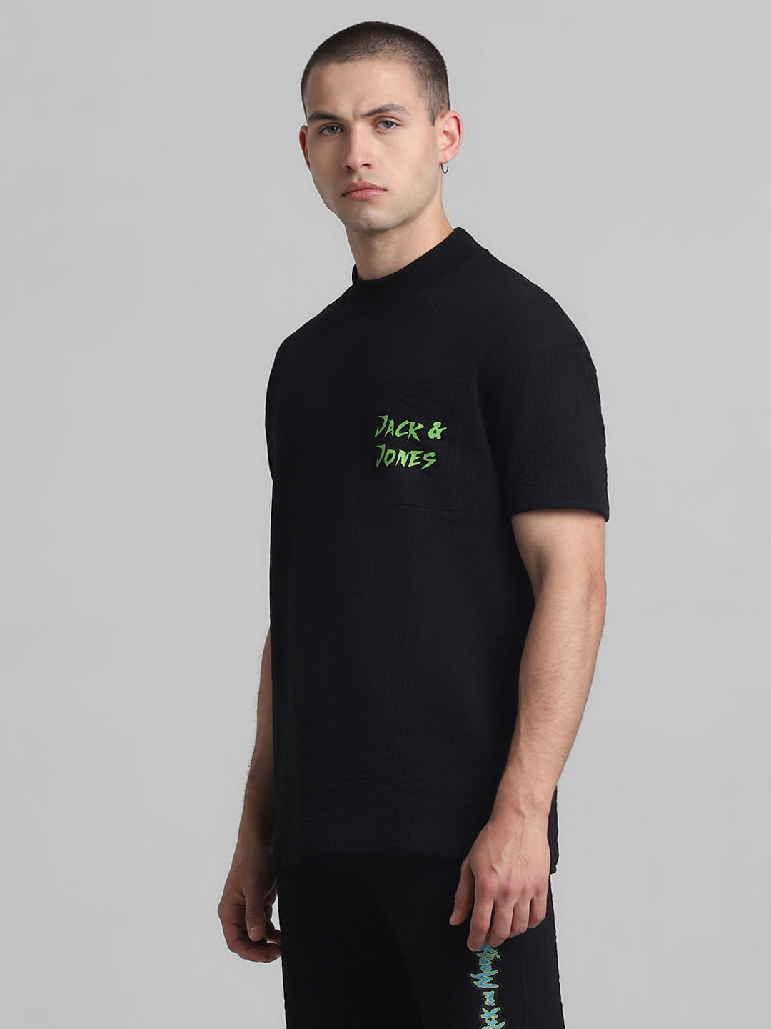 RICK & MORTY Black Printed Oversized Co-ord Set T-shirt