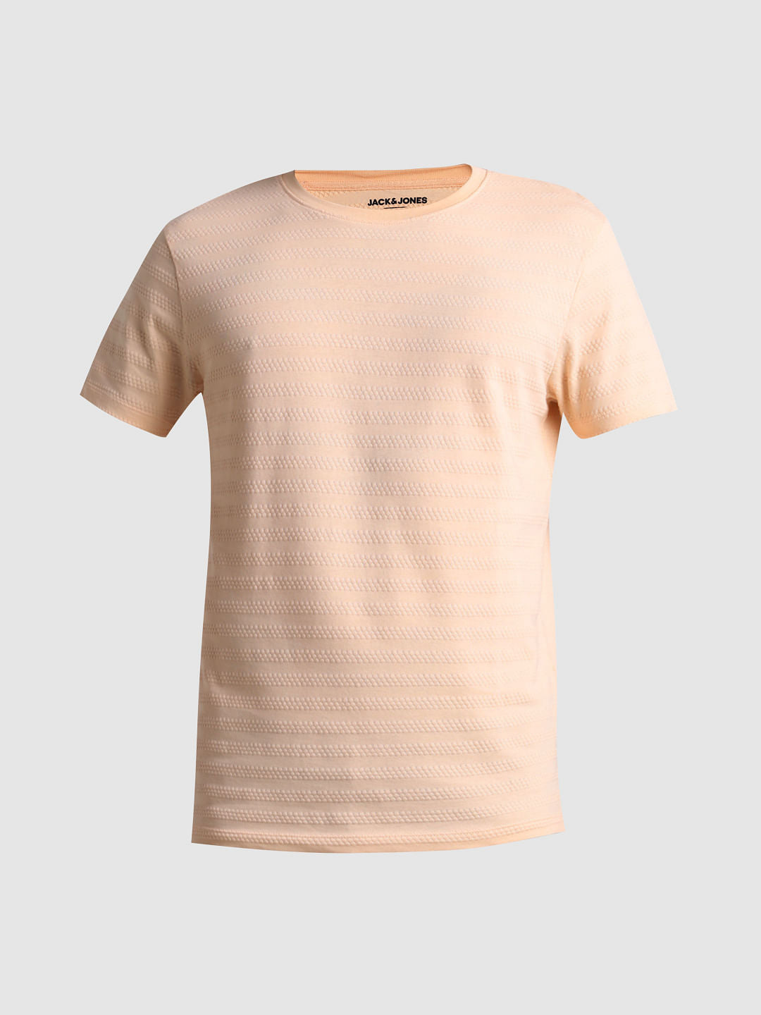Peach Jacquard Crew Neck T-shirt