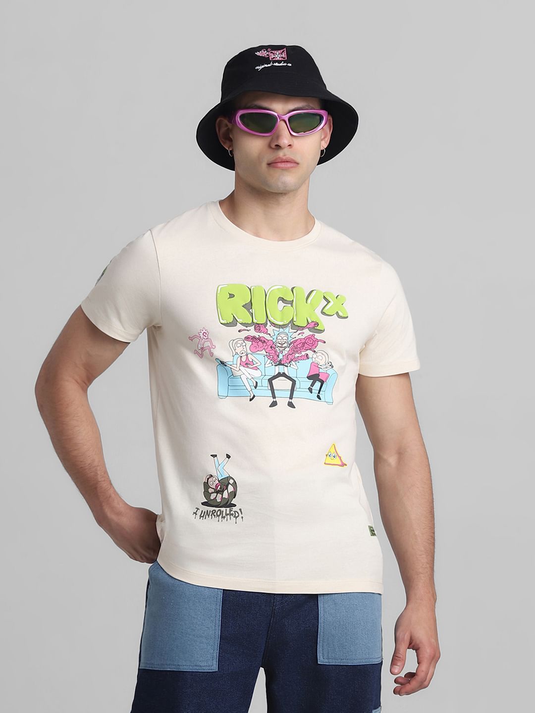 RICK & MORTY Cream Graphic Print T-shirt