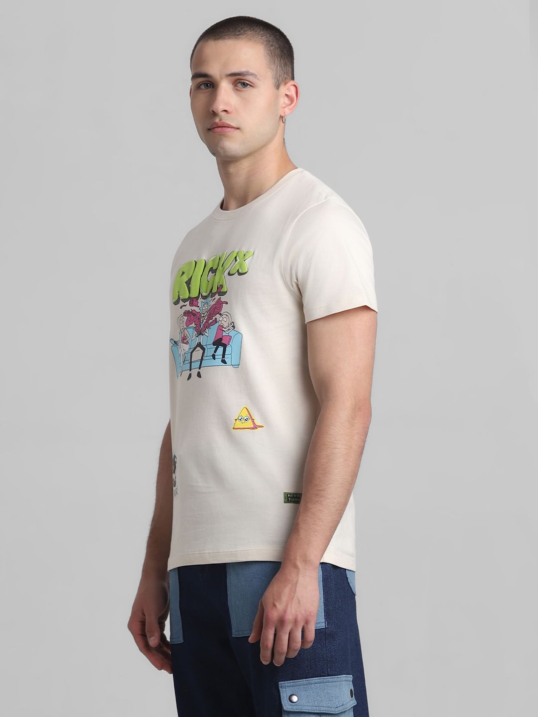 RICK & MORTY Cream Graphic Print T-shirt