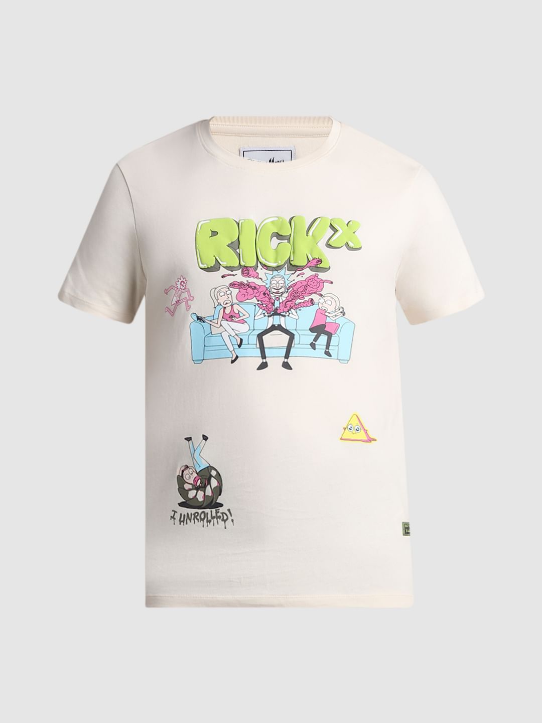 RICK & MORTY Cream Graphic Print T-shirt