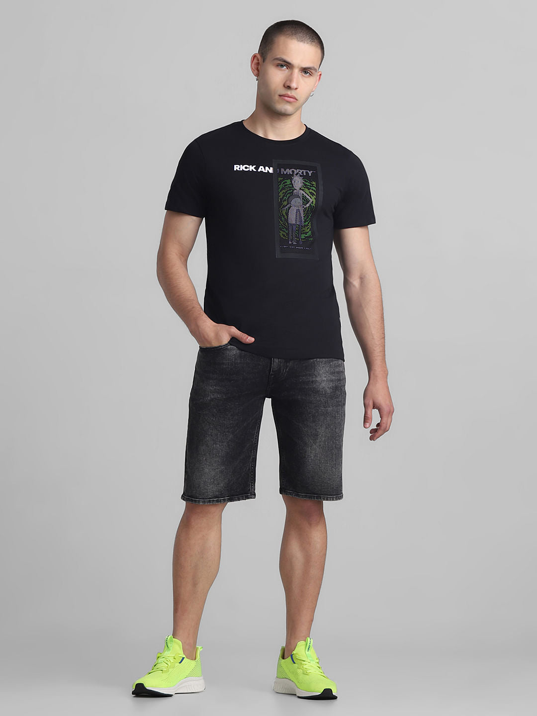 RICK & MORTY Black Graphic Print T-shirt