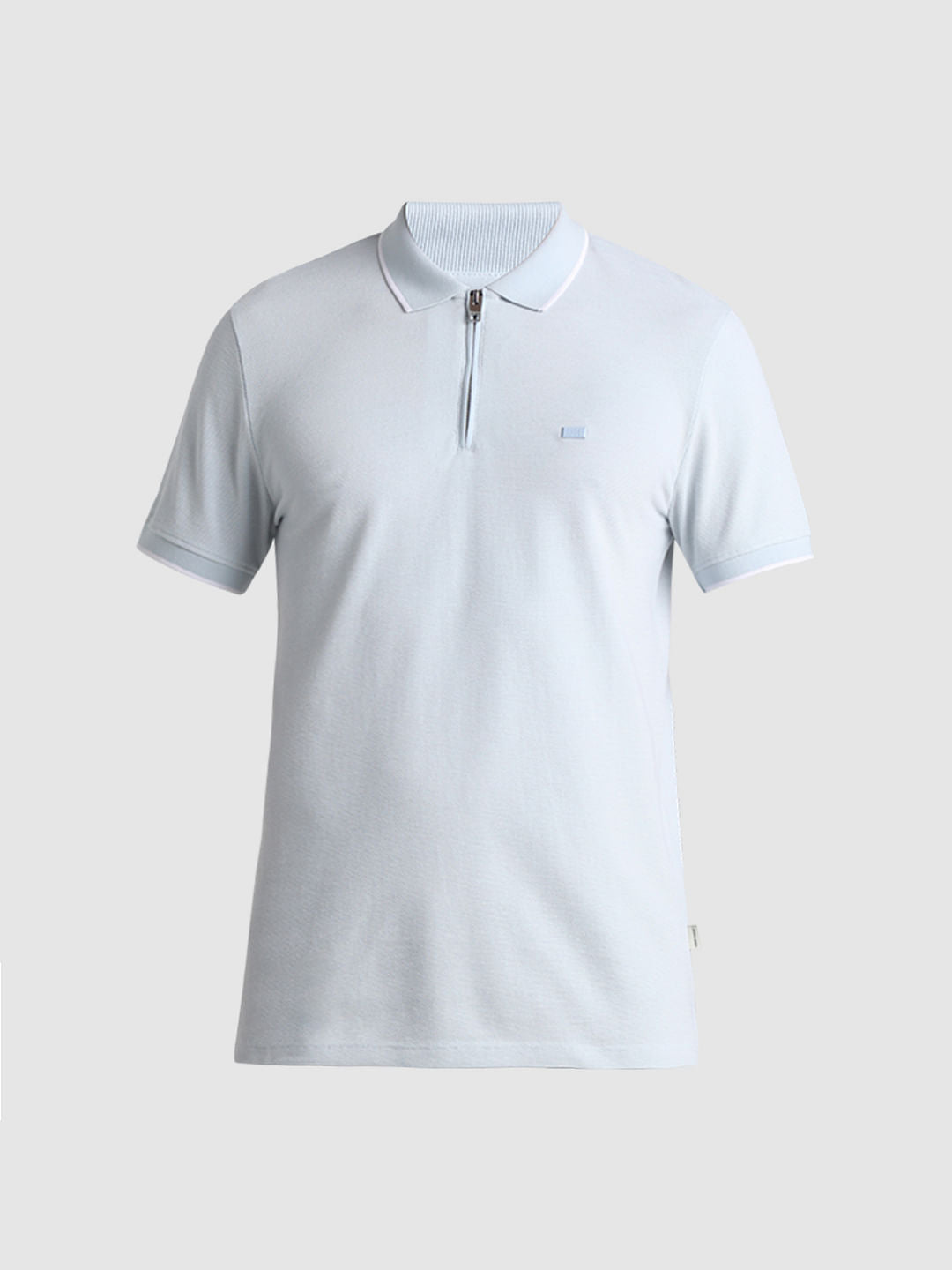 Light Blue Zip Detail Polo T-shirt