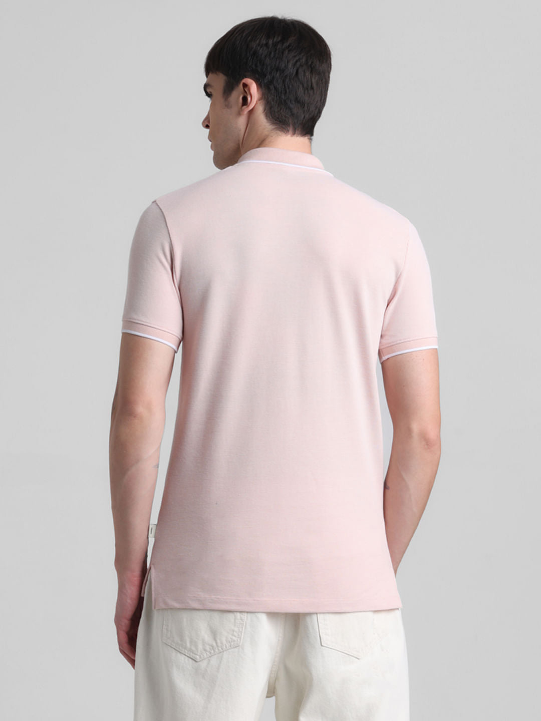 Peach Zip Detail Polo T-shirt