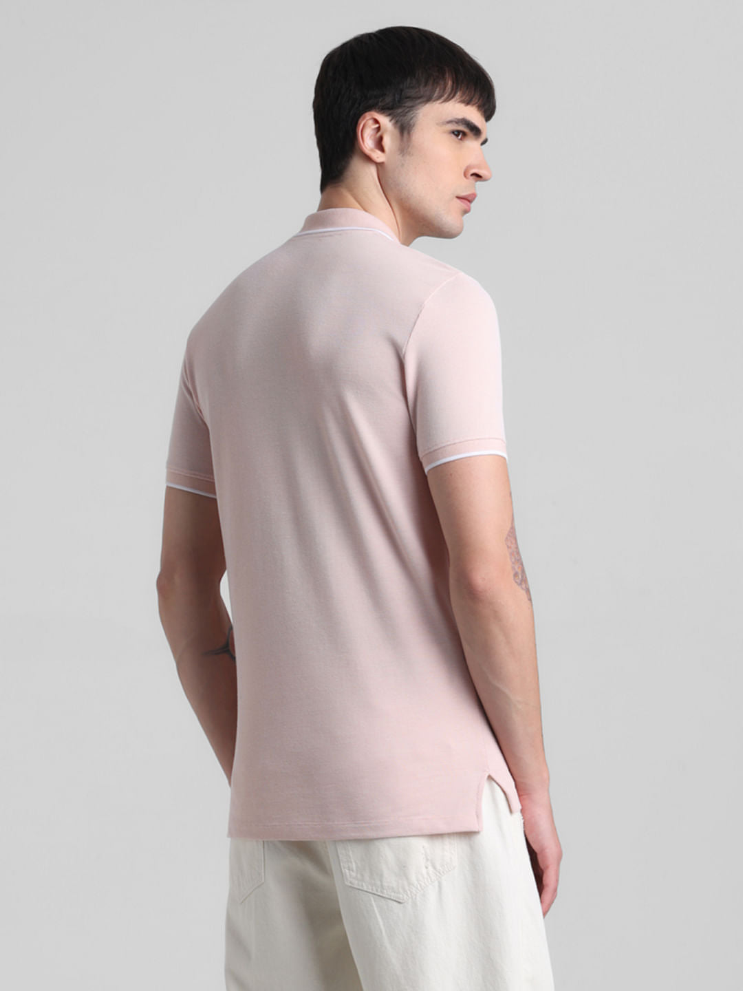 Peach Zip Detail Polo T-shirt