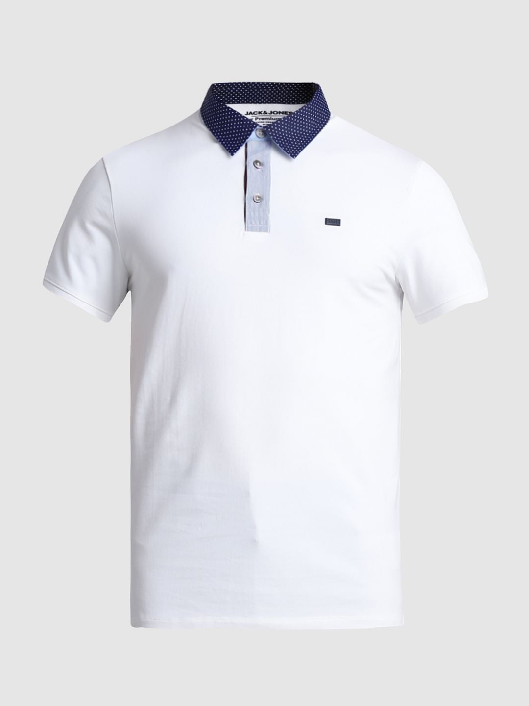White Contrast Collar Polo T-shirt