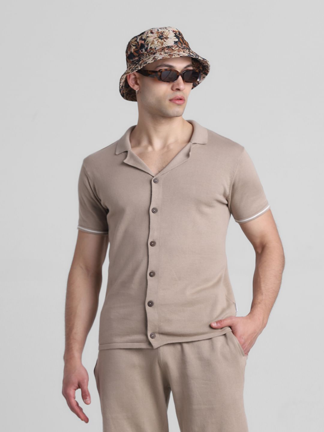 Brown Knitted Co-ord Set Polo