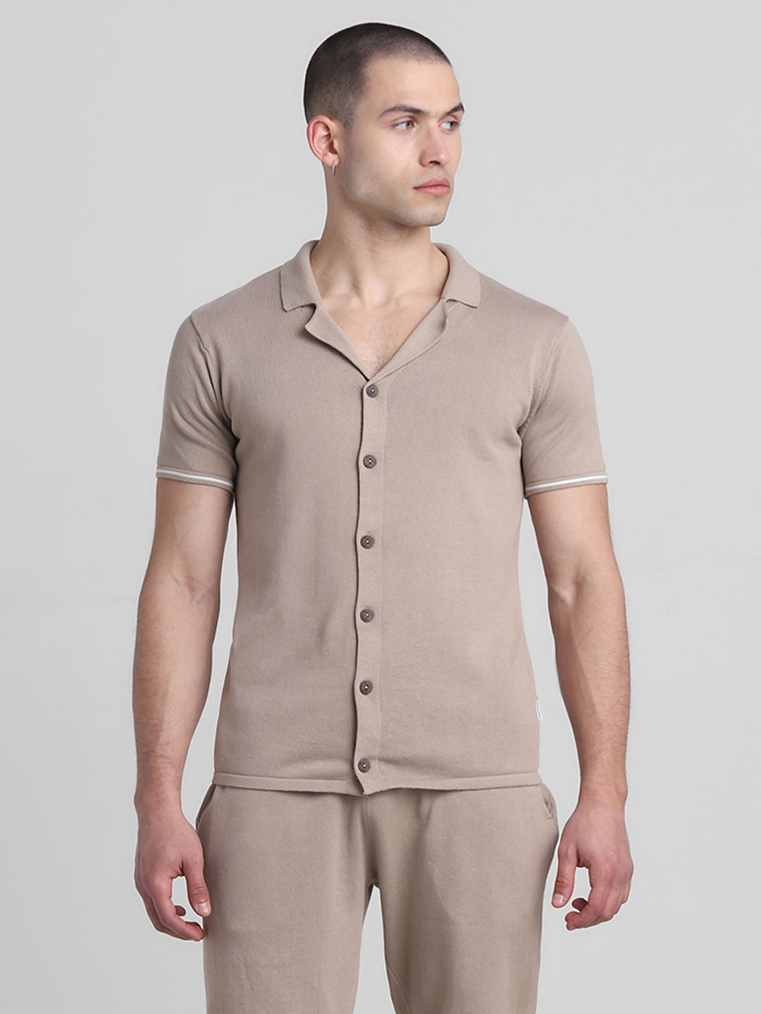 Brown Knitted Co-ord Set Polo