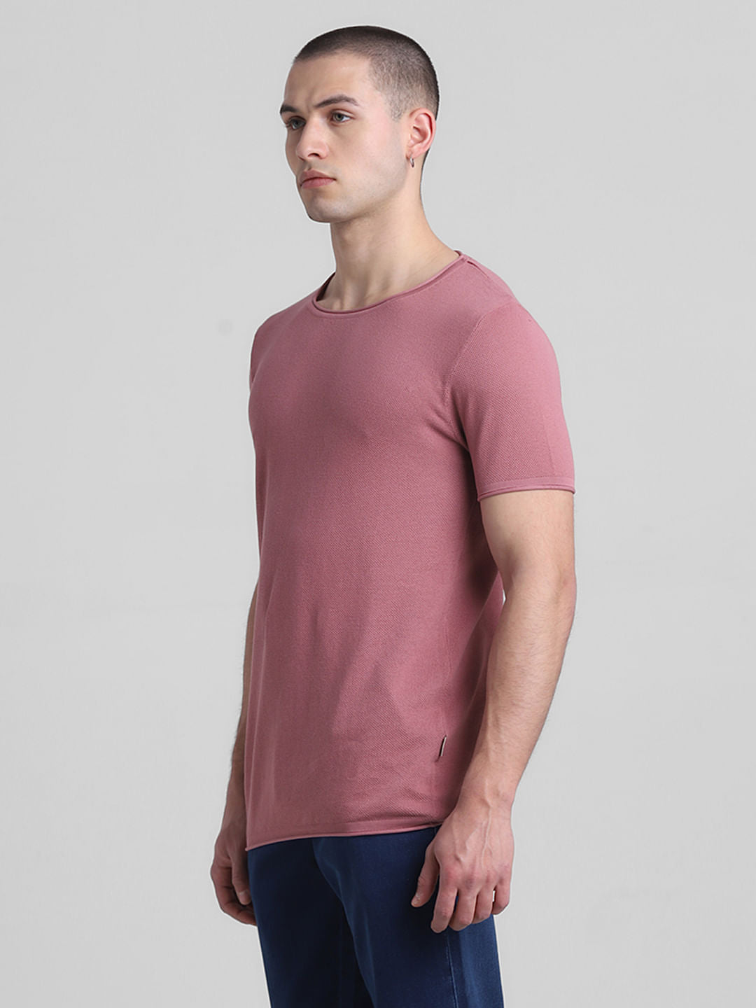 Pink Cotton Knitted T-shirt