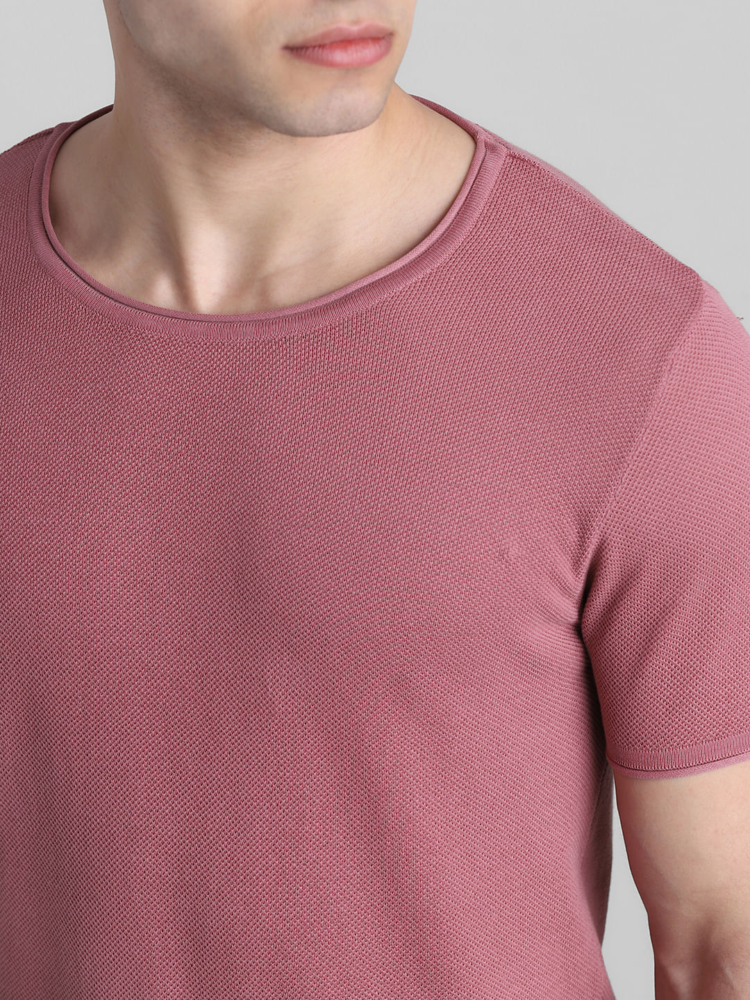 Pink Cotton Knitted T-shirt