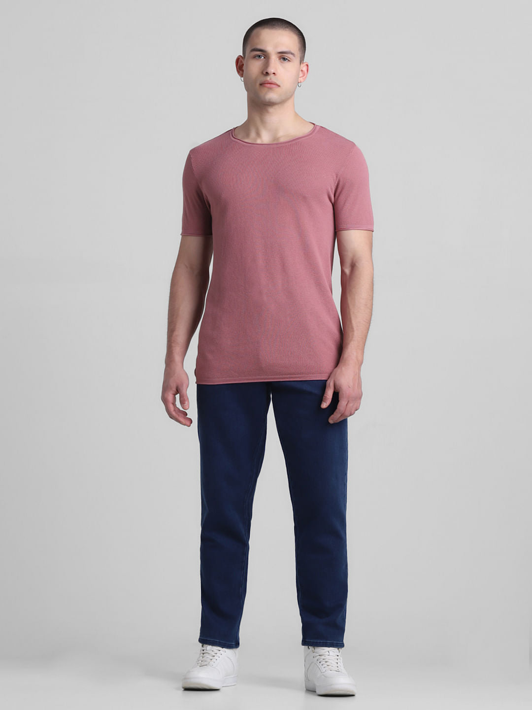 Pink Cotton Knitted T-shirt