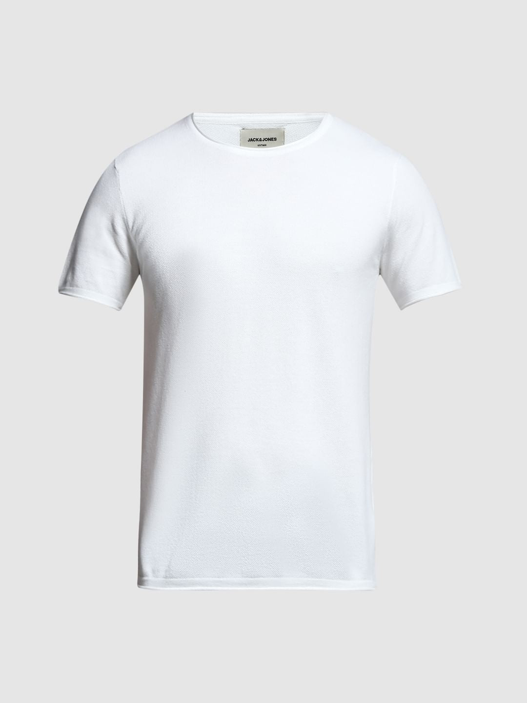 White Crew Neck Knitted T-shirt