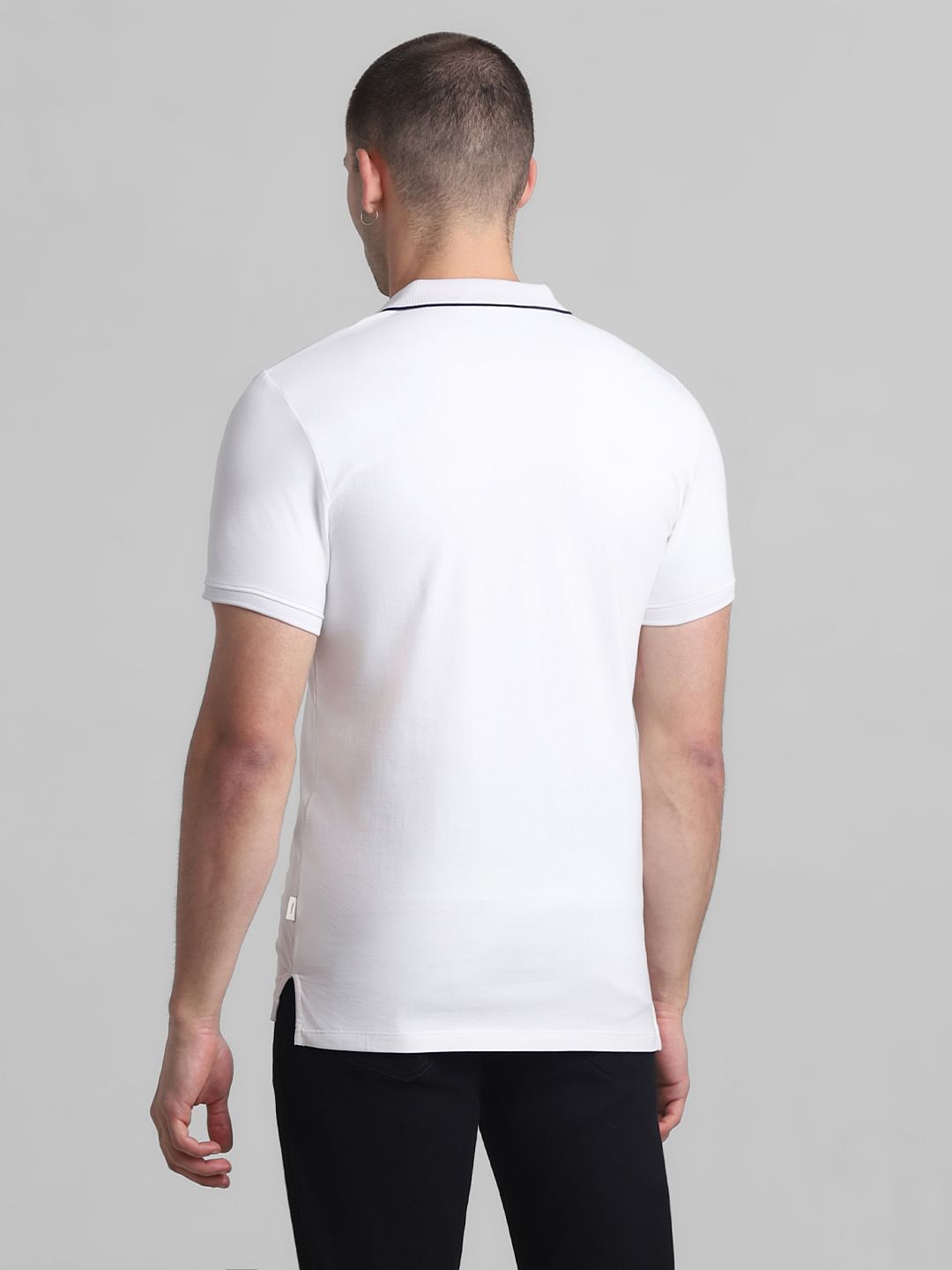 White Jacquard Polo T-shirt