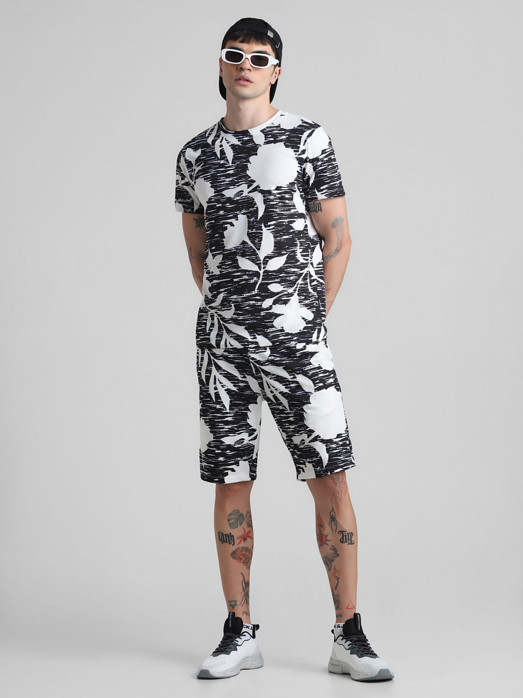 Black Printed Co-ord Set Sweatshorts