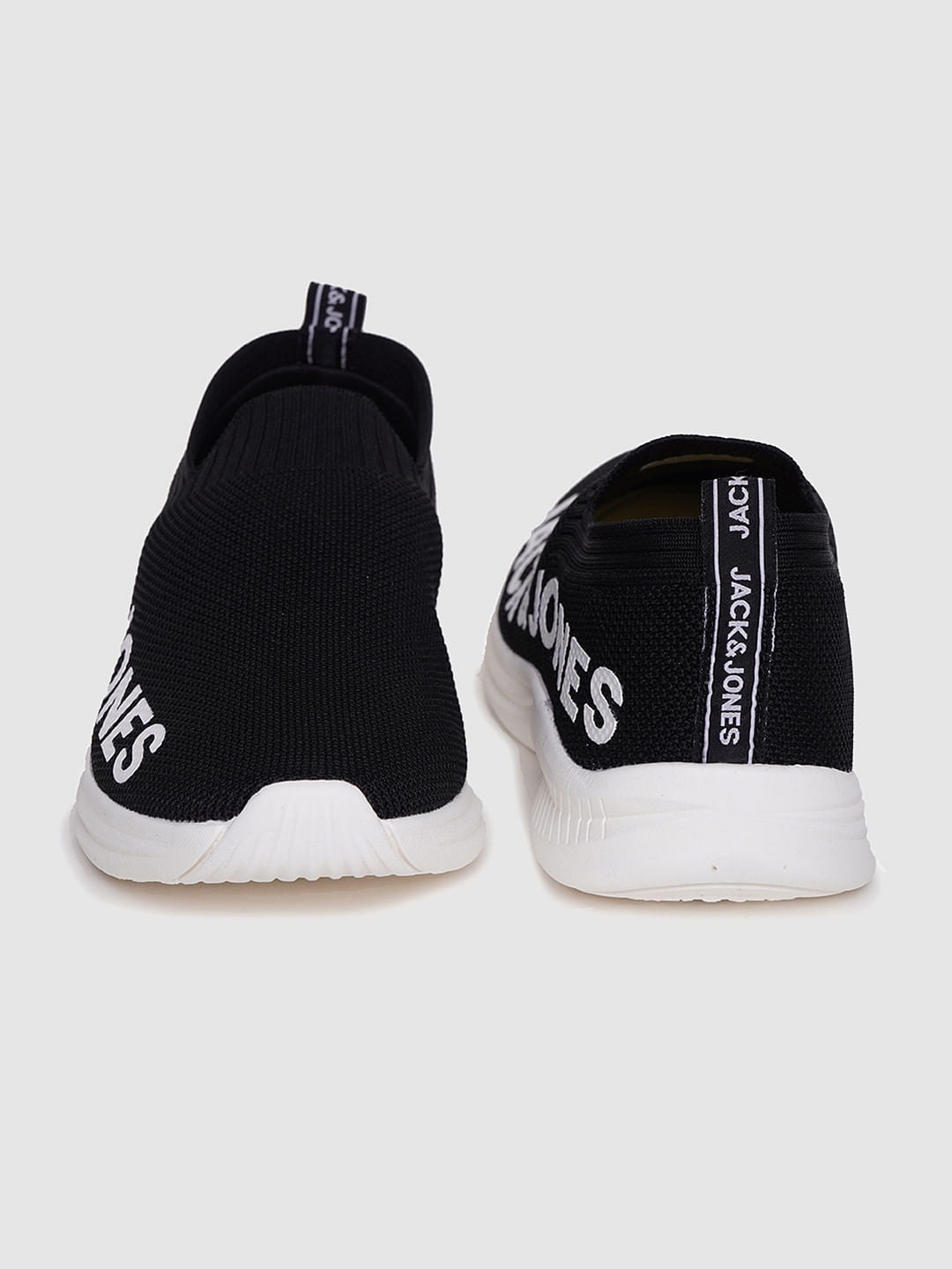 Black Logo Print Slip On Sneakers