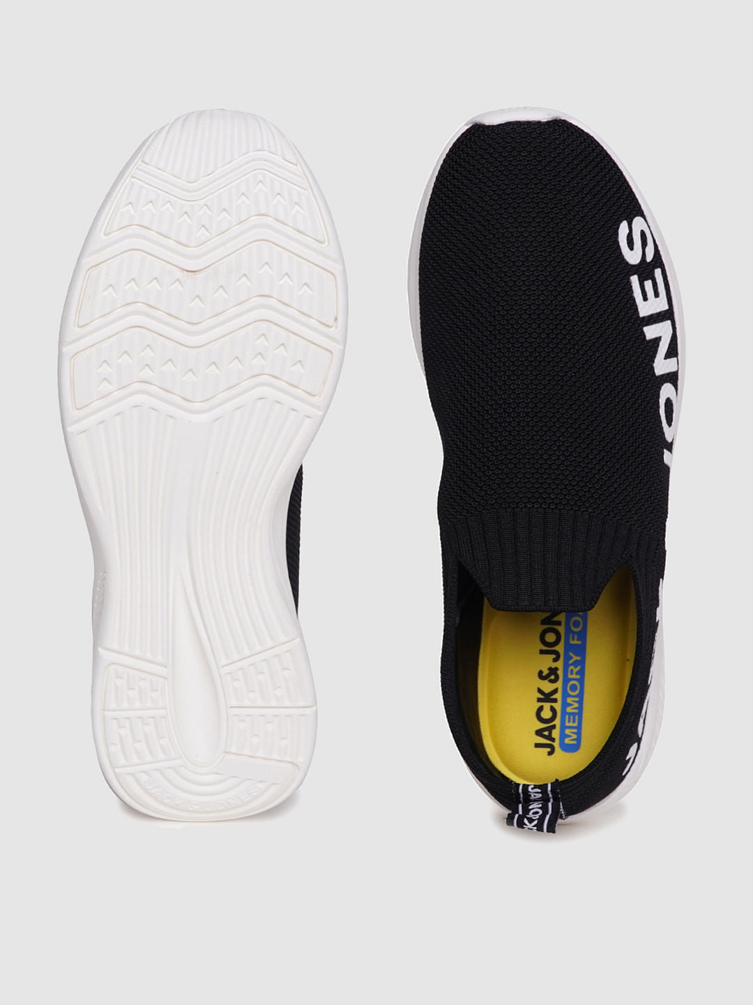 Black Logo Print Slip On Sneakers