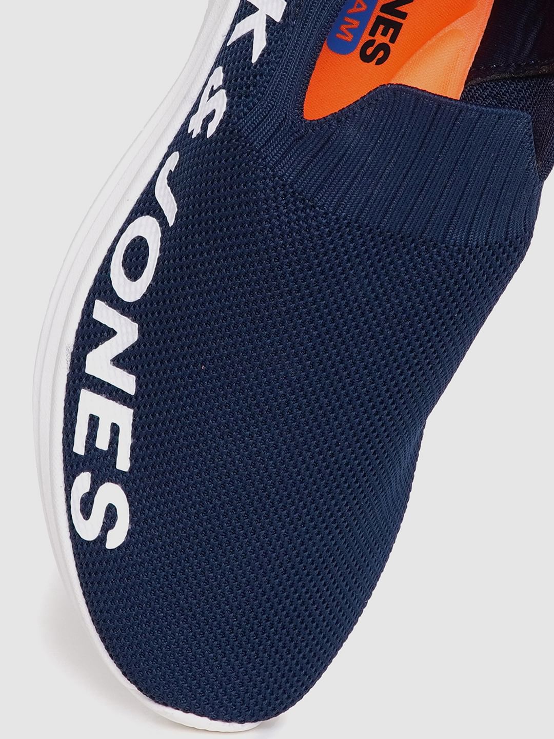 Blue Logo Print Slip On Sneakers