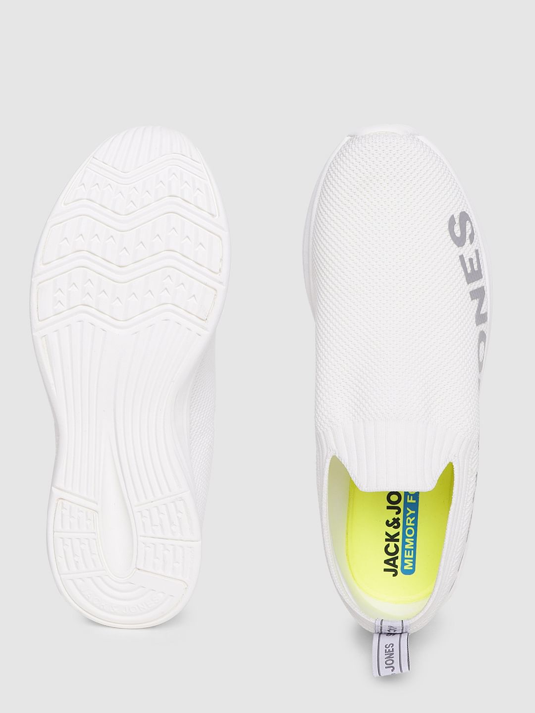 White Logo Print Slip On Sneakers