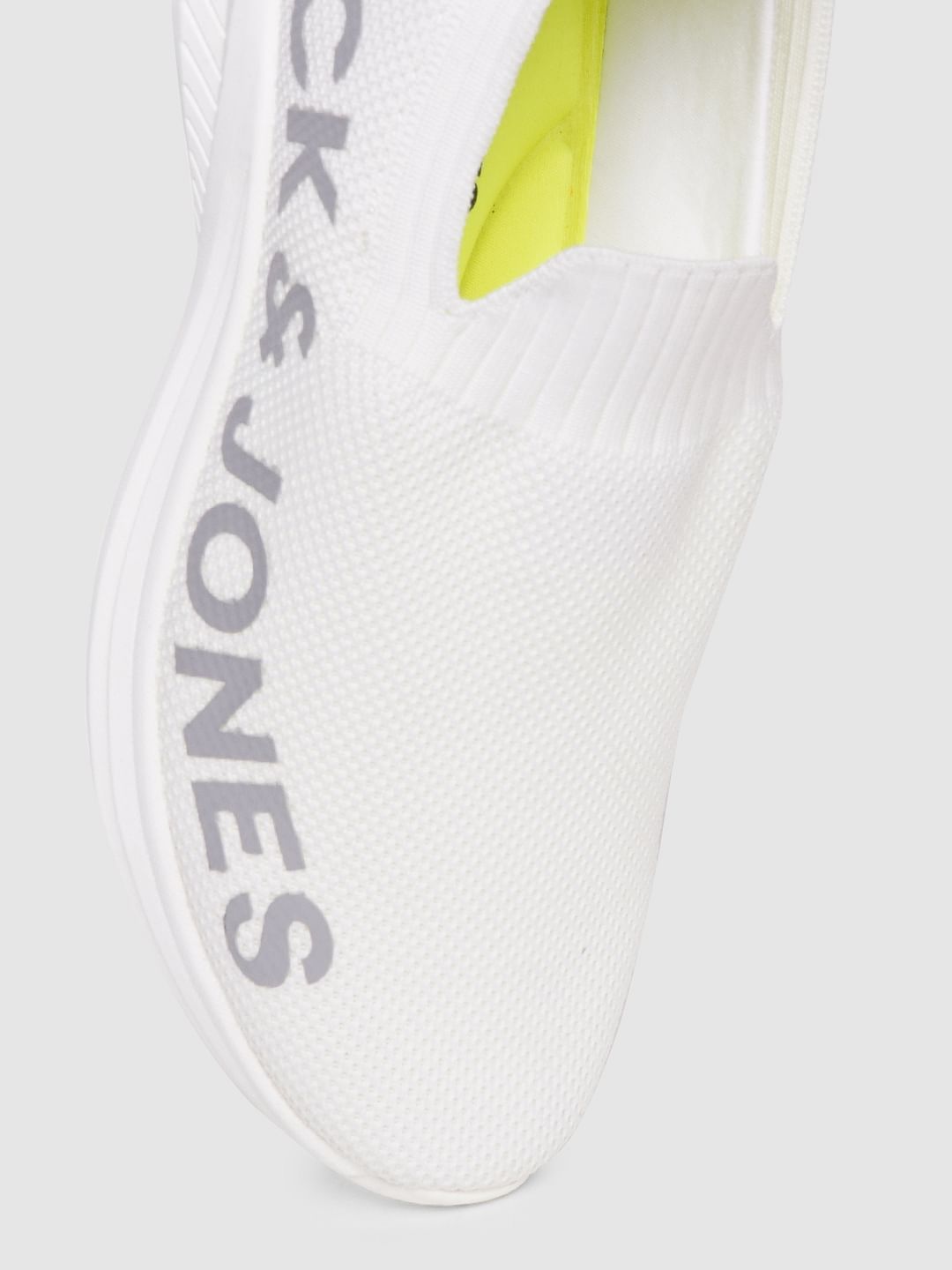 White Logo Print Slip On Sneakers