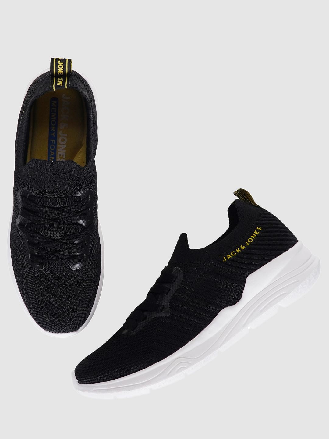 Black Logo Print Lace Up Sneakers