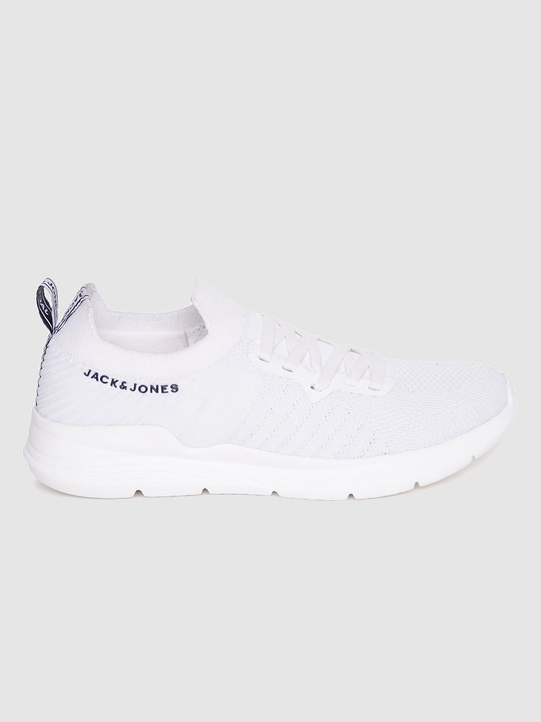 White Logo Print Lace Up Sneakers