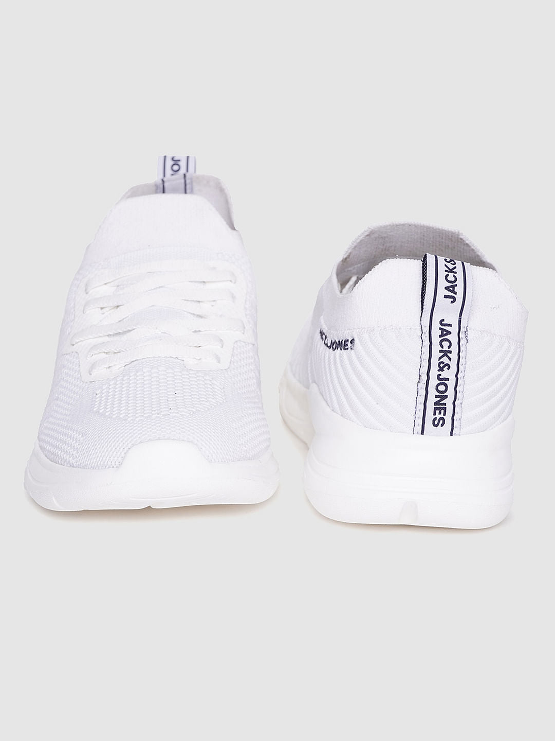 White Logo Print Lace Up Sneakers