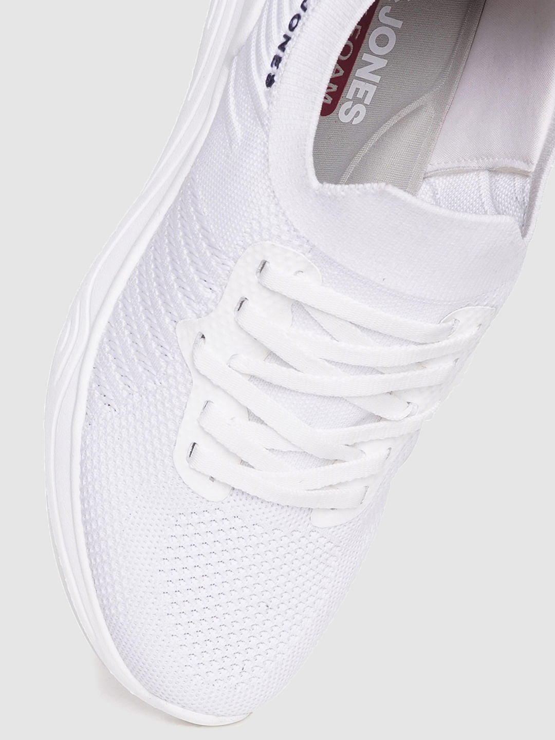 White Logo Print Lace Up Sneakers
