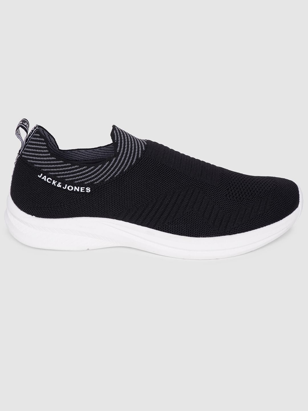 Black Logo Print Slip On Sneakers