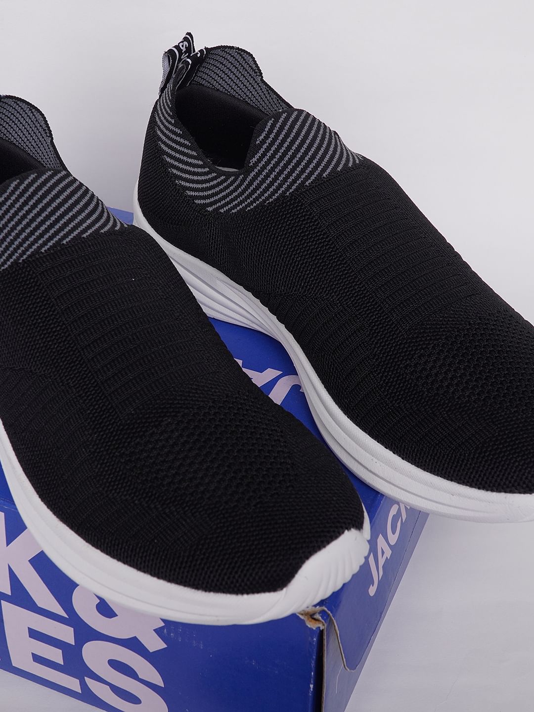Black Logo Print Slip On Sneakers