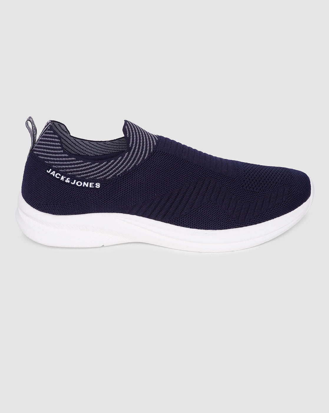 Blue Logo Print Slip On Sneakers
