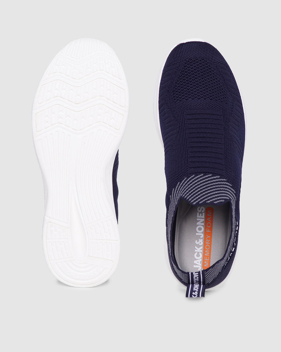 Blue Logo Print Slip On Sneakers