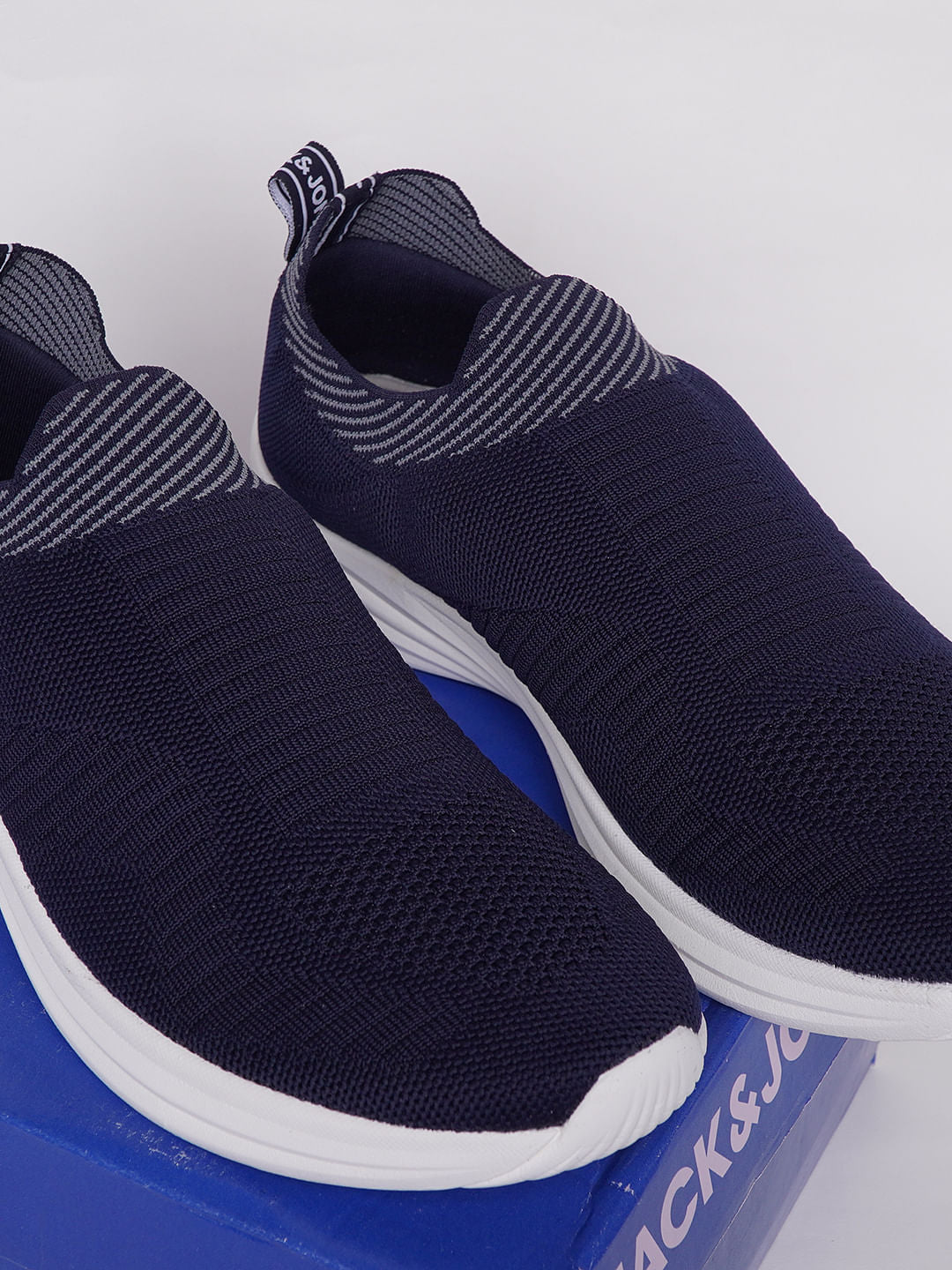 Blue Logo Print Slip On Sneakers