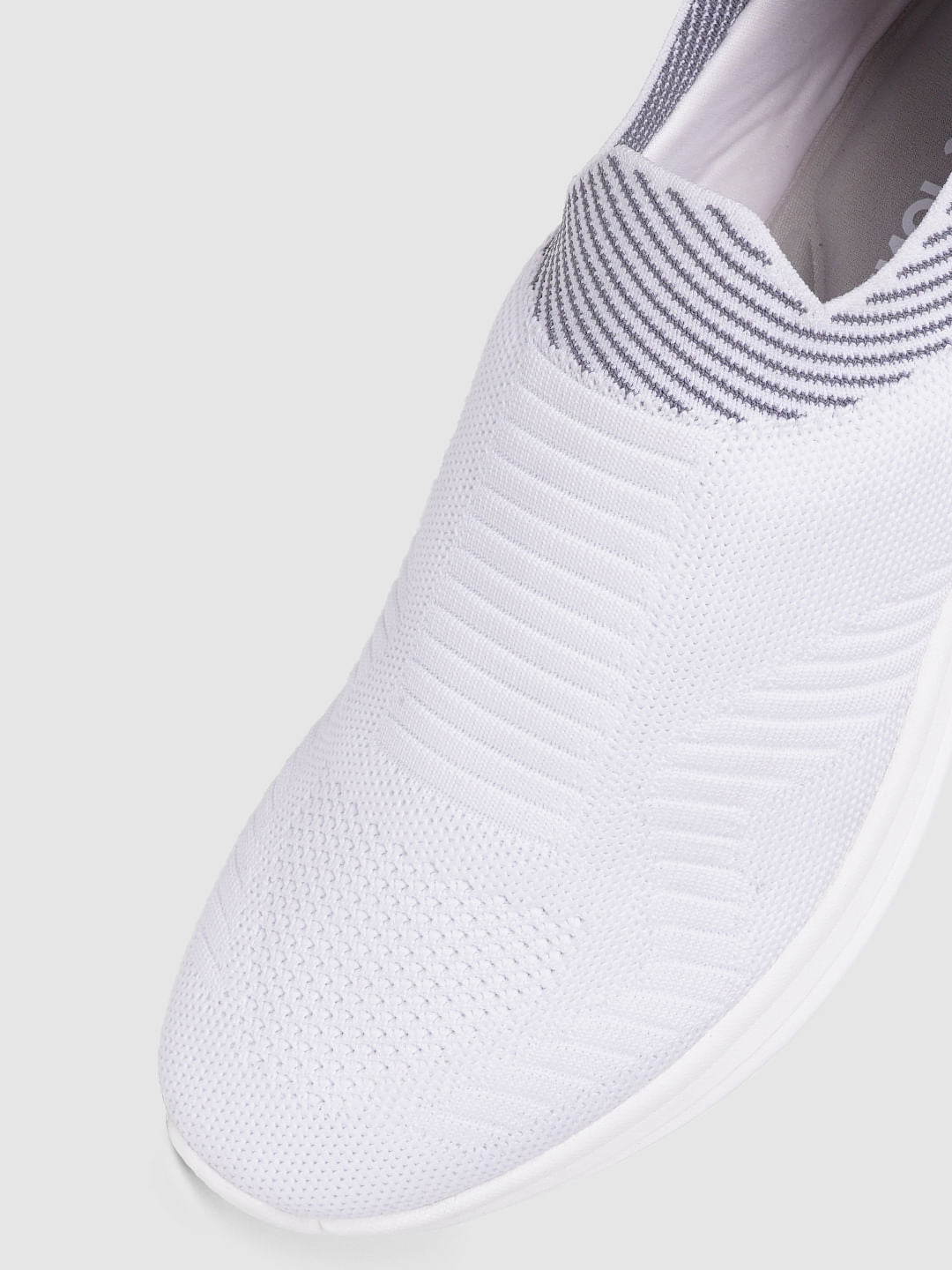 White Logo Print Slip On Sneakers