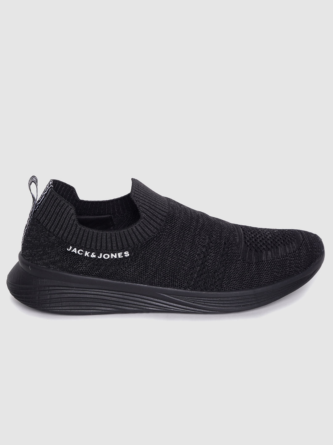 Black Self-Design Slip On Sneakers